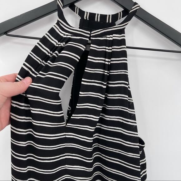 A.L.C 100% Silk Black Stripe Halter Dress - Picture 3 of 7